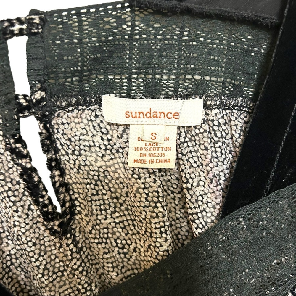 SUNDANCE S blouse Paisley velvet Burnout Flocked sheer crochet detail whimsygoth - Picture 3 of 15